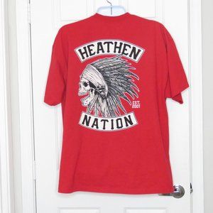 Heathen Nation T Shirt Sz 3X Skull Headdress Red